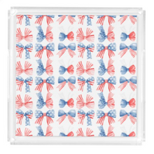 Load image into Gallery viewer, Acrylic Serving Tray - PATRIOTIC BOWS - 4TH OF JULY