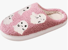 Load image into Gallery viewer, Halloween Pink Ghost Cozy Slippers