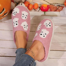Load image into Gallery viewer, Halloween Pink Ghost Cozy Slippers