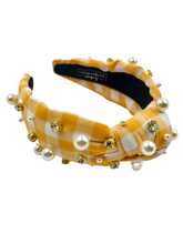 Load image into Gallery viewer, Gingham Headband with hand sewn Embellishments