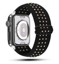 Load image into Gallery viewer, Silver Rivets Adjustable Fabric Apple Watch Band