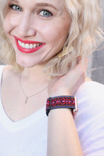 Load image into Gallery viewer, Red and Pink Boho Adjustable Fabric Apple Watch Band