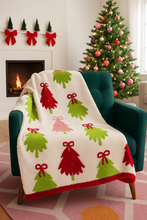 Load image into Gallery viewer, Colorful Christmas Trees Luxe Throw Blanket