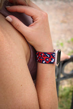 Load image into Gallery viewer, Red Cheetah Adjustable Fabric Apple Watch Band