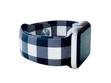 Load image into Gallery viewer, Black and White Buffalo Plaid Apple Watch Band