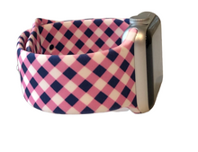 Load image into Gallery viewer, Pink and Navy Gingham Apple Watch Band