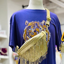 Load image into Gallery viewer, Charlie Metallic Removable Fringe Western Style Vegan Suede Bum Sling Hip Bag