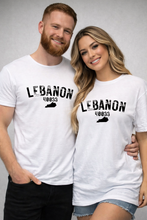 Load image into Gallery viewer, Man and woman wearing white t-shirts with 'LEBANON 40033' text, standing close together against a plain background.