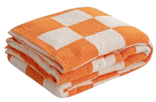 Load image into Gallery viewer, Luxe Checkboard Throw Blanket Orange
