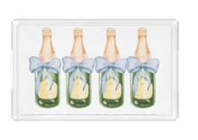 Load image into Gallery viewer, Four champagne bottles with blue bows on a white background