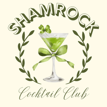 Load image into Gallery viewer, An acrylic serving tray with a St. Patrick's Day shamrock and martini design, labeled 'SHAMROCK COCKTAIL CLUB'.