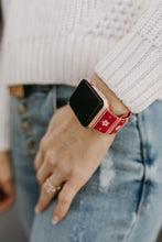 Load image into Gallery viewer, Red Snowflake Apple Watch Band