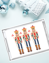 Load image into Gallery viewer, Acrylic Serving Tray - HOLIDAY COLLECTION- Blue Nutcracker Trio