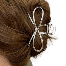 Load image into Gallery viewer, Bow Hair Claw Clip Gold + Silver