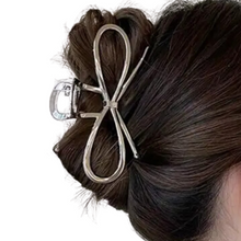 Load image into Gallery viewer, Bow Hair Claw Clip Gold + Silver