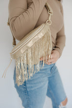 Load image into Gallery viewer, Charlie Metallic Removable Fringe Western Style Vegan Suede Bum Sling Hip Bag