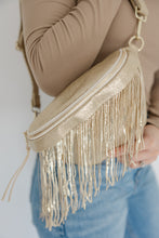 Load image into Gallery viewer, Charlie Metallic Removable Fringe Western Style Vegan Suede Bum Sling Hip Bag