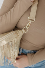 Load image into Gallery viewer, Charlie Metallic Removable Fringe Western Style Vegan Suede Bum Sling Hip Bag