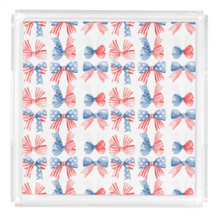 Load image into Gallery viewer, Acrylic Serving Tray - PATRIOTIC BOWS - 4TH OF JULY
