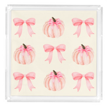 Load image into Gallery viewer, Acrylic Serving Tray - FALL COLLECTION - Pink Pumpkins + Bows
