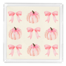 Load image into Gallery viewer, Acrylic Serving Tray - FALL COLLECTION - Pink Pumpkins + Bows
