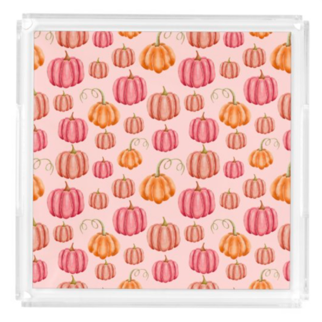 Acrylic Serving Tray - FALL COLLECTION - PINK PUMPKINS