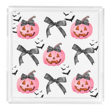 Load image into Gallery viewer, Acrylic Serving Tray - FALL COLLECTION - Pumpkins Bows + Bats
