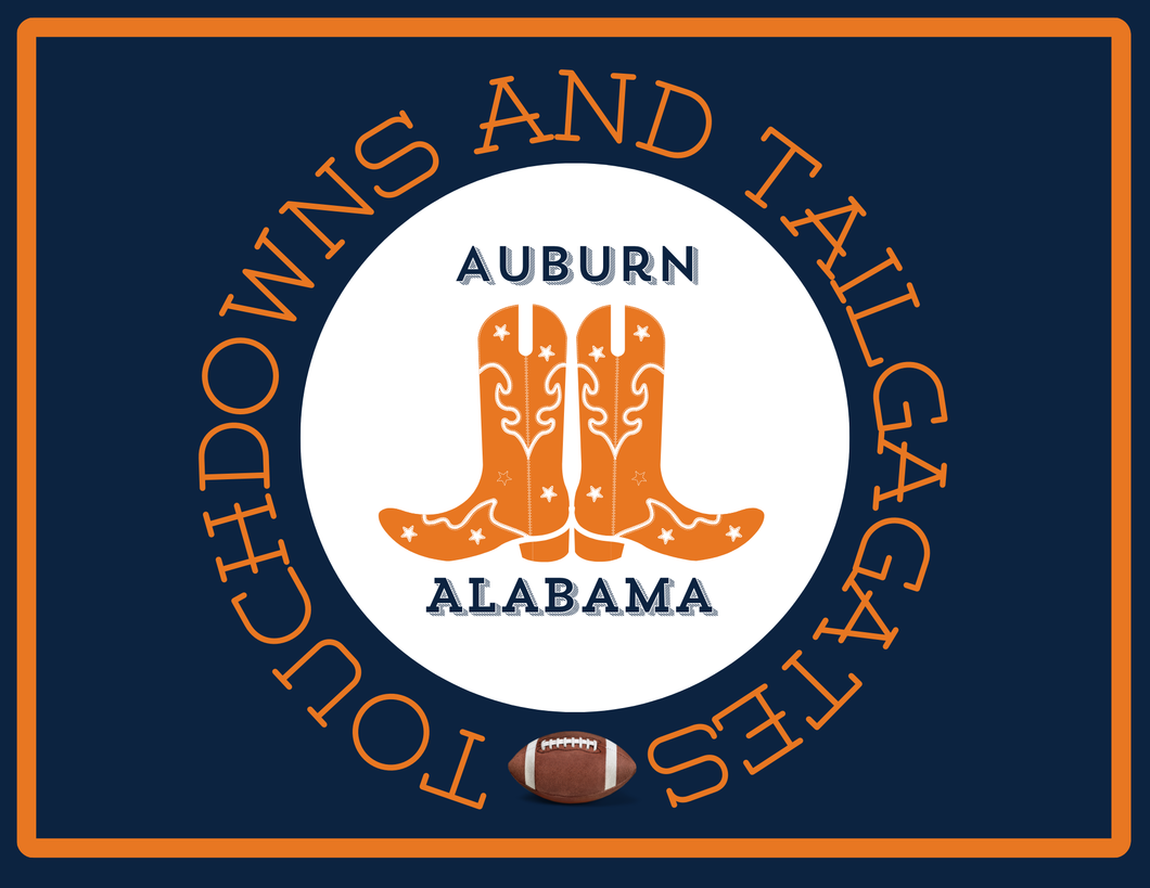 Acrylic Serving Tray - Gameday Boots Ready - AUBURN ALABAMA