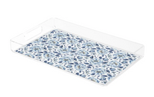 Load image into Gallery viewer, Rectangular tray with blue floral pattern on a white background
