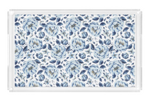 Load image into Gallery viewer, Floral patterned mat with blue flowers on a white background
