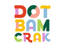 Load image into Gallery viewer, Colorful text 'DOT BAM CRAK' on a white background
