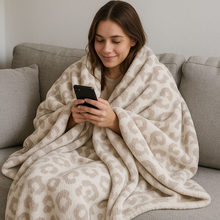 Load image into Gallery viewer, Luxe Leopard Throw Blanket - Stone Leopard

