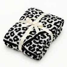Load image into Gallery viewer, Luxe Leopard Throw Blanket - Black &amp; White Leopard
