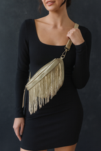 Load image into Gallery viewer, Charlie Metallic Removable Fringe Western Style Vegan Suede Bum Sling Hip Bag
