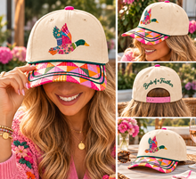 Load image into Gallery viewer, PREORDER Hat – Birds of a Feather Patchwork Duck Embroidered Hat SHIPS 11/15

