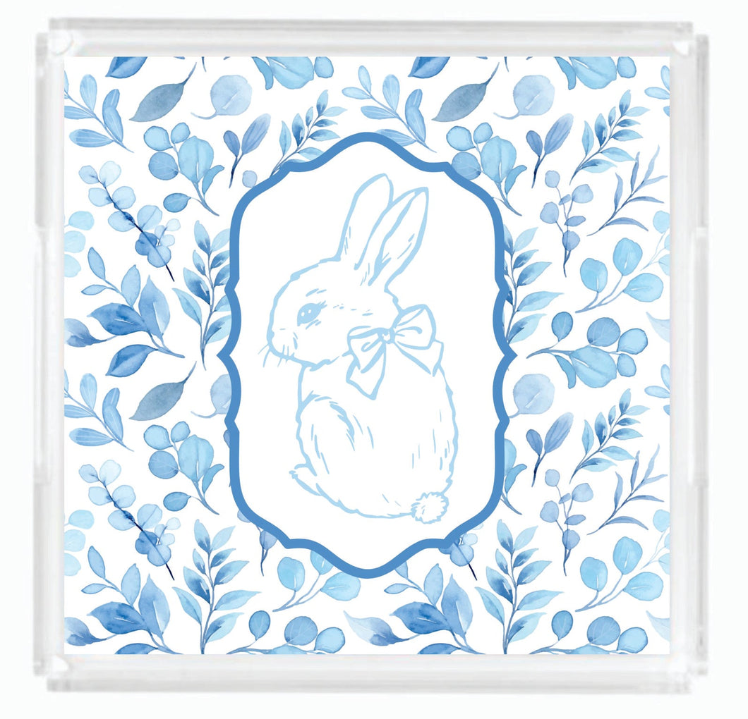 Acrylic Serving Tray - Easter Tray - Chinoiserie Bunny