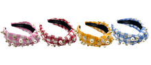 Load image into Gallery viewer, Gingham Headband with hand sewn Embellishments
