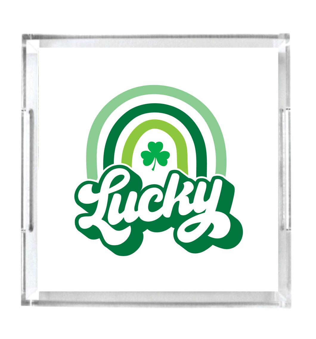 Acrylic Serving Tray - St. Patrick's Day - Lucky Rainbow