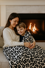 Load image into Gallery viewer, Luxe Leopard Throw Blanket - Black &amp; White Leopard
