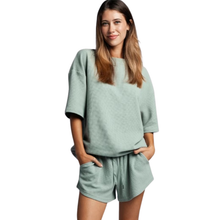 Load image into Gallery viewer, PREORDER Dark Grey Scuba Lounge Set – Top &amp; Shorts - Ships 3/15
