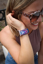 Load image into Gallery viewer, Blue Aztec Adjustable Fabric Apple Watch Band
