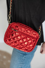 Load image into Gallery viewer, SueEllen Quilted Small Crossbody Bag with Gold Chain Strap
